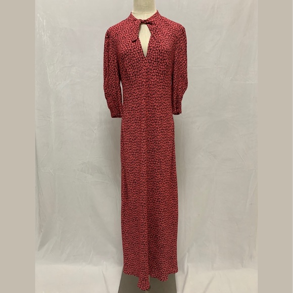 RIXO Isabella Autumn Leaf Midi Dress Sz M - Picture 2 of 7